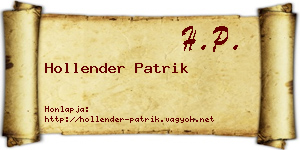 Hollender Patrik névjegykártya
